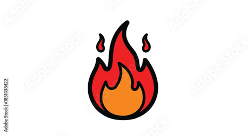 Stylized Illustration of a Bright Orange and Red Flame.
