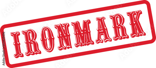 Red distressed rubber stamp with IRONMARK text representing durability and enduring quality