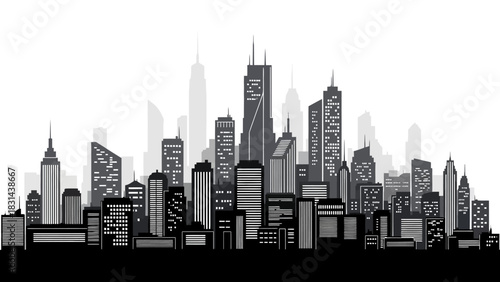 Sleek city skyline silhouette for modern urban designs and architectural projects, perfect for presentations and branding with a contemporary feel