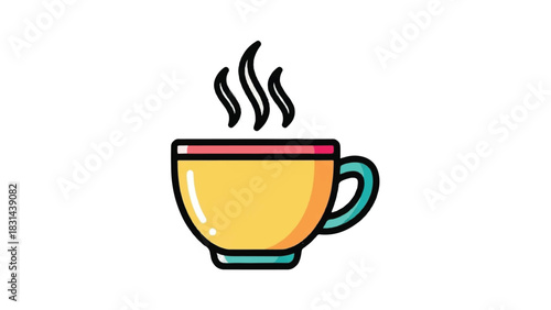 Steaming Hot Beverage in a Colorful Cup Icon.