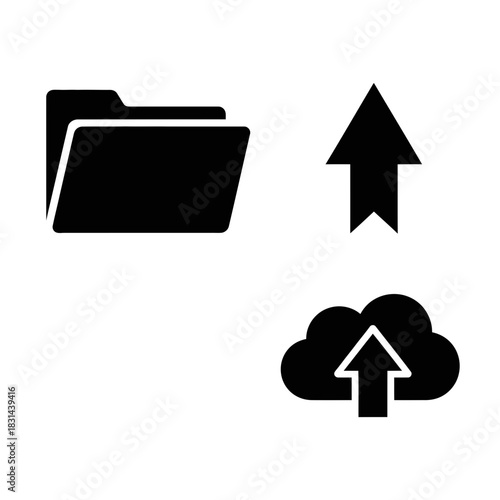 Organize digital assets and upload files seamlessly with intuitive folder and cloud icons for modern workflow solutions