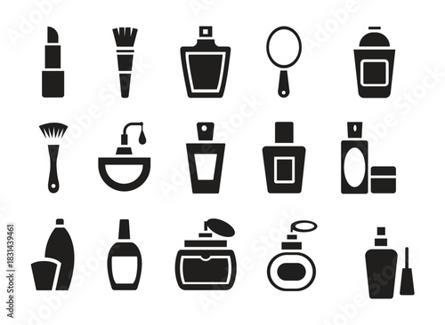Cosmetic vector icons set for makeup beauty care fashion and personal hygiene