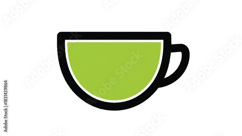Green Tea Cup Icon Simple Minimalist Design.