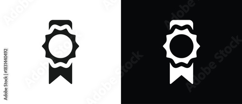 Simple Approval icon, certified medal symbol, Verified medal icons. Approved or certified badge medal symbol. Approved quality sign, vector illustration in transparent and black background. Flat icon