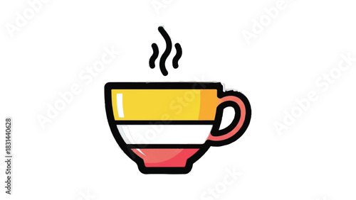 Stylized Cup of Hot Beverage with Steam.
