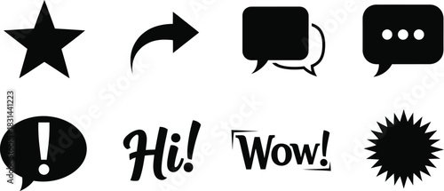 Collection of diverse black and white social media and text icons