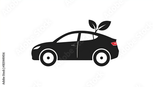 Electric car with leaves with ecofriendly.