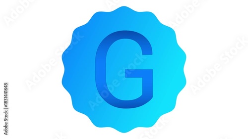 A polished animation of the letter G featuring a bright blue gradient and smooth rotational movement. Rendered on a transparent alpha background, ideal for logo animations, intros, motion graphics.