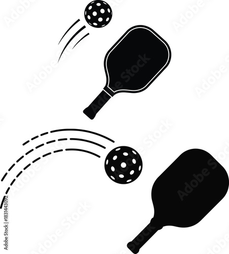 Pickleball game vector design with paddles and ball movement