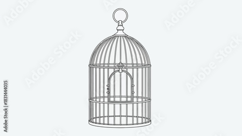 bird cage isolated on white background