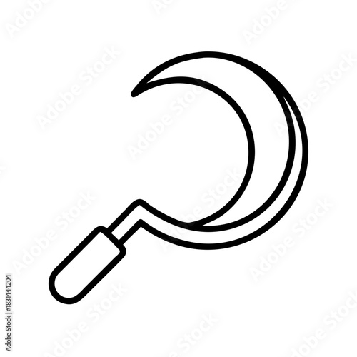 Sickle tool designed with curved blade for agricultural use  