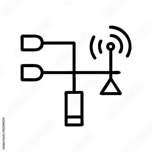 Weather station diagram featuring sensor components and signal  