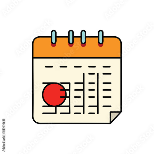 Calendar icon with date and event symbol illustration for desktop reminder and appointment organizer