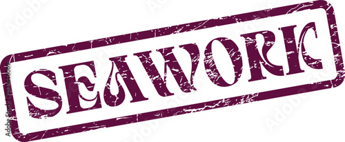SEAWORK business identity seal with a modern distressed purple rubber stamp effect