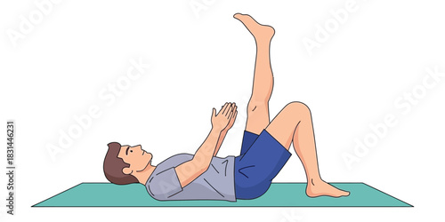 Stretching Exercise A man lying down extending one leg upward, promoting flexibility