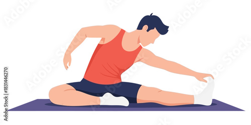 Man Stretching Healthy Lifestyle Illustration - Exercise and Flexibility for Wellbeing