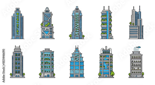 Discover stunning eco-friendly skyscrapers with integrated vertical gardens and modern architectural designs for your next project.