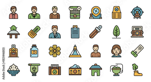Versatile collection of modern flat icons representing business, nature, and lifestyle elements for diverse projects