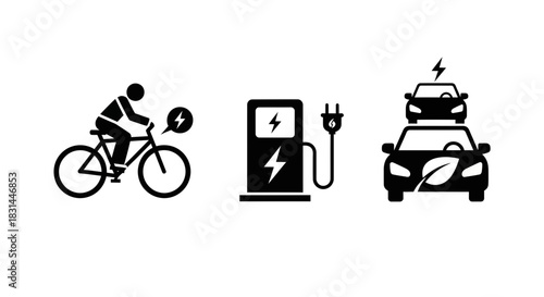 Embrace sustainable transport with electric cycling, charging stations, and eco-friendly cars for a cleaner future