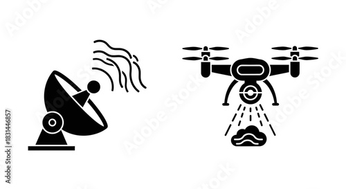 Modern drone technology utilizes advanced satellite dish communication for data transfer and aerial surveillance applications
