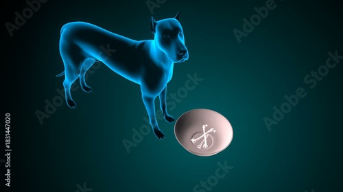 Dog salivation anatomy. 3d render