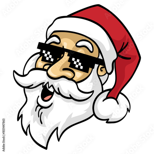 Santa Claus Swag Sunglasses Cartoon Character Design Mascot Christmas Illustration