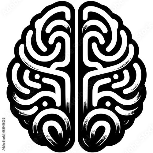 Minimal Brain Profile Outline – Human Head Anatomy Icon Vector