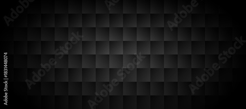 Black tech geometric background. Abstract square tile pattern texture. Dark volume cube cover backdrop. Futuristic block grid design wallpaper. Vector illustration concept