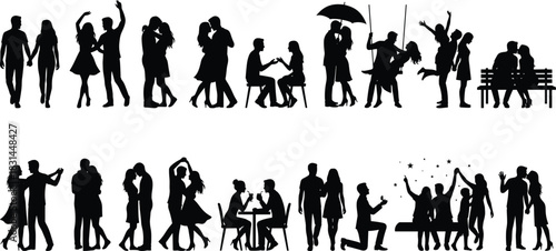 Mega Bundle of Ultimate People Silhouettes Dance, Sports, Fitness, Avatars, Running, Family Life, and Active Children Playing, for Comprehensive Creative Design Projects Vector Set.