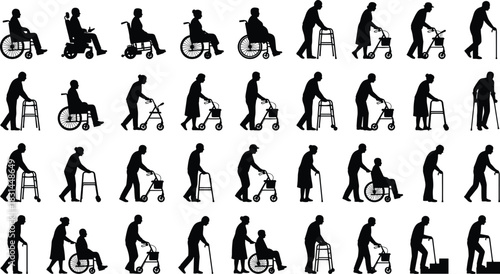 Ultimate Gigantic People Silhouettes Mega Bundle Dance, Sports, Fitness, Avatars, Family Life, Elderly Care, and Romantic Relationships, for Vast Creative Design Projects Vector Set.