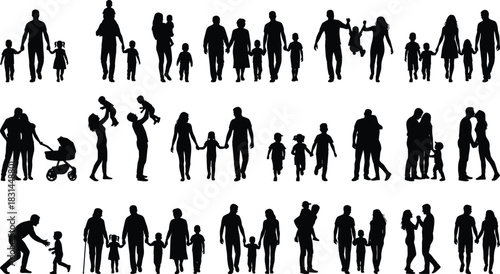 Ultimate People Silhouettes Mega Bundle Dance, Sports, Fitness, Avatars, Running, Cycling, Family Life, and Active Children Playing, for Diverse Creative Design Projects Vector Set.