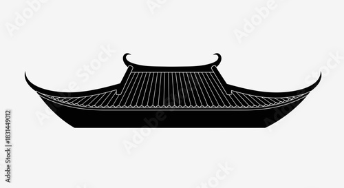 Elegant silhouette of a traditional East Asian temple roof showcasing intricate architectural details and classic curved eaves with a timeless aesthetic