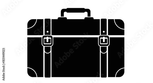 Classic black suitcase with secure buckle straps ready for your next exciting journey, symbolizing travel and adventure