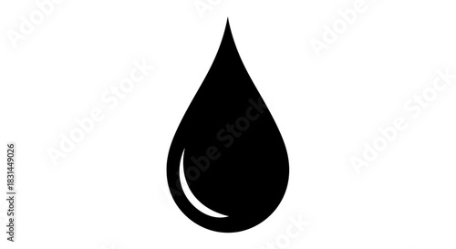 Bold black water drop icon symbolizing purity, hydration, and fluid concepts for modern design projects and branding needs