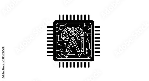 Dynamic AI brain integrated into microchip circuitry symbolizing intelligent technology and futuristic innovation for modern digital solutions