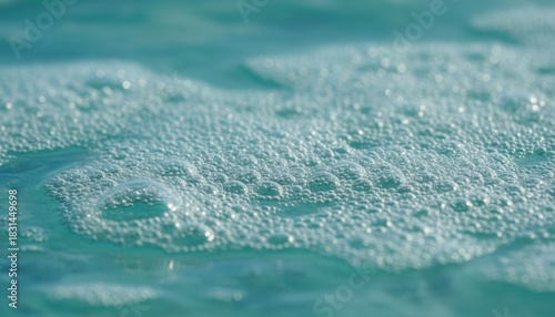 Fototapeta Naklejka Na Ścianę i Meble -  Closeup of water bubble surface symbolizes purity calm nature climate awareness and beach summer relaxation
