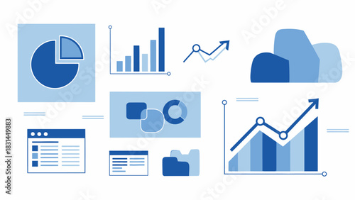 Data Visualization Collection Pie Chart, Bar Graph, Trends, Documents, and Rising Graphs