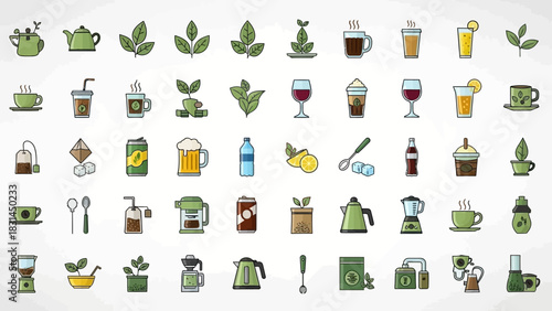 Collection of Beverage Vector Icons Tea, Coffee, and More