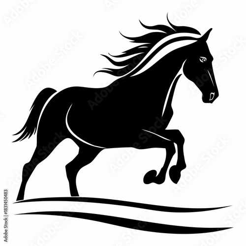 Majestic Black Horse Leaping with Grace and Power.
