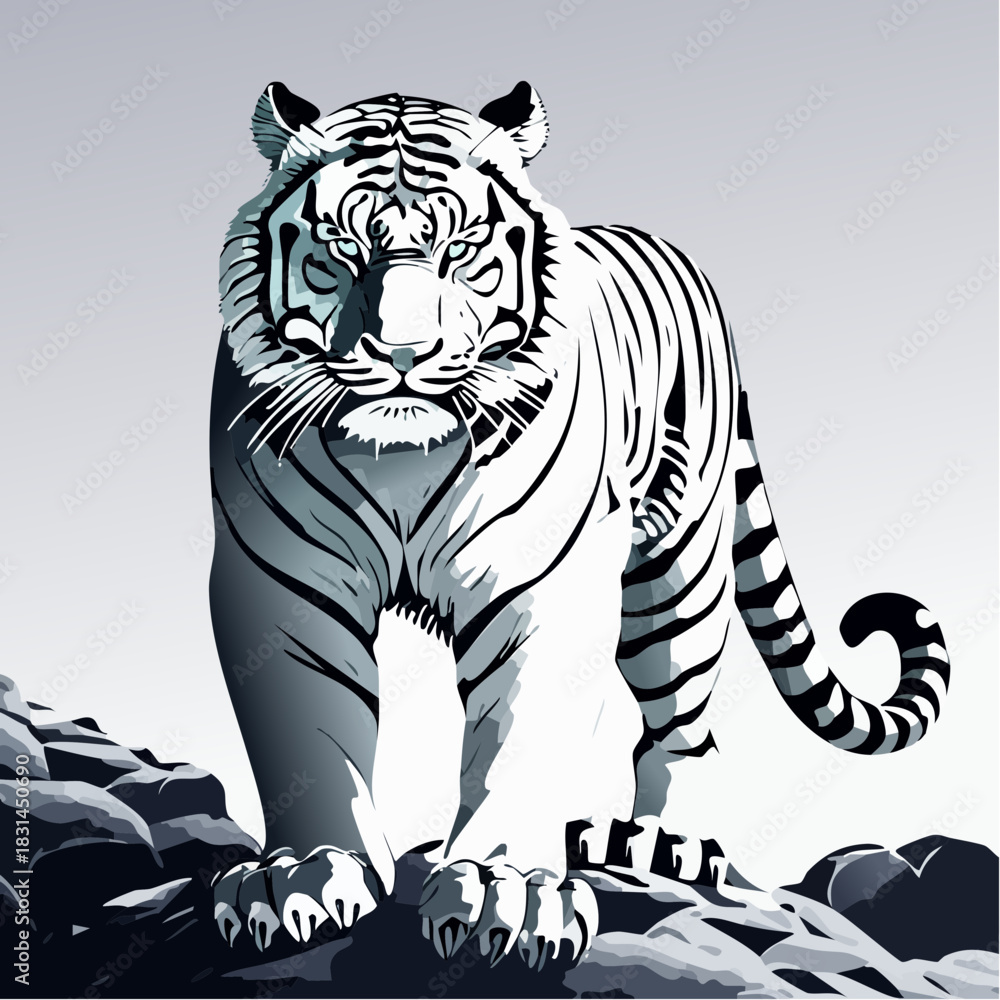 Obraz premium Vibrant Tiger Illustration A Colorful Take on Wildlife Art.