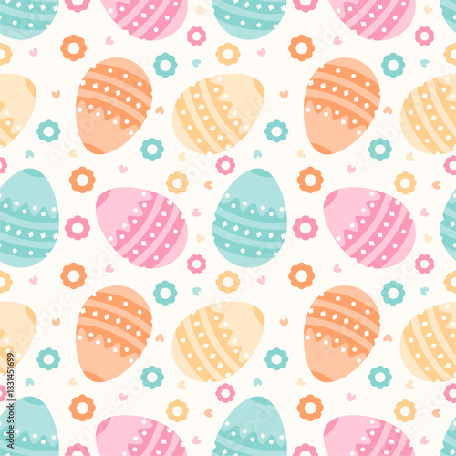 Adorable Easter egg pattern in playful pastel tones. Great for spring holiday crafts, kids stationery, and cheerful seasonal designs.