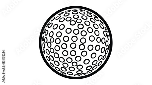 Abstract Golf Ball Icon with Dimple Pattern.