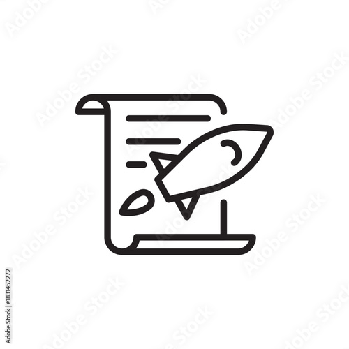 Project start icon symbolizing initiation, launch, and kick-off phase, representing project management, new venture, strategic beginning, formal approval, and energetic implementation.