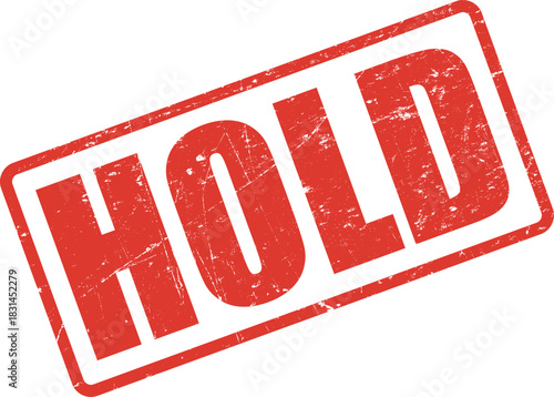 Distressed rectangular red stamp displaying a bold 'HOLD' inscription diagonally across it on transparent background