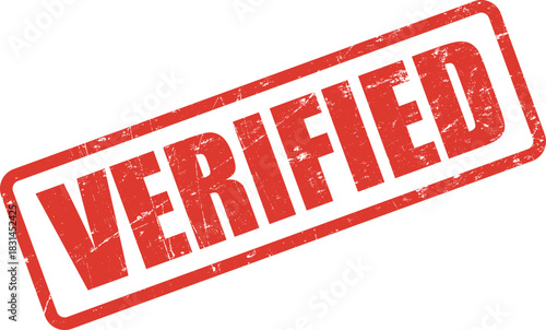 Grunge style red verified rubber stamp boldly declares document confirmation and approval is transparent