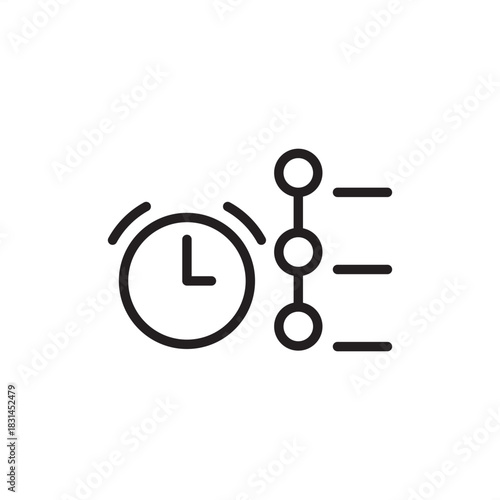 Project timeline icon symbolizing chronological sequence, task scheduling, and milestone tracking, representing project management, Gantt charts, deadlines, time management, and delivery planning.