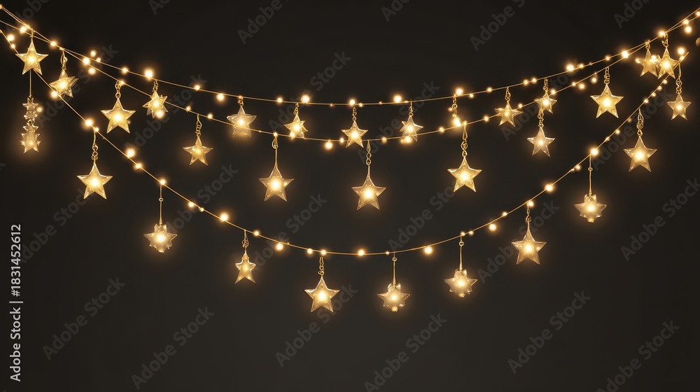 Naklejka premium Festive Star String Lights for Holiday Decor