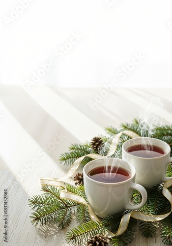 Soft Christmas Morning Tea With Copy Space

