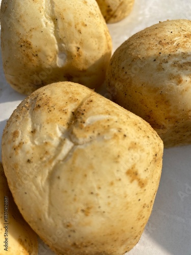 Close-Up Shot of Roasted Potatoes with Natural Texture