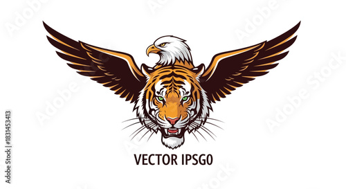 Eagle and tiger hybrid creature with wings